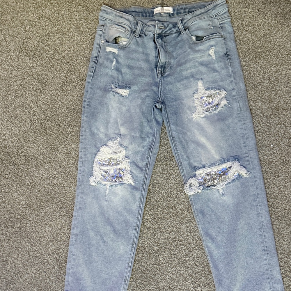Distressed Blue Jeans